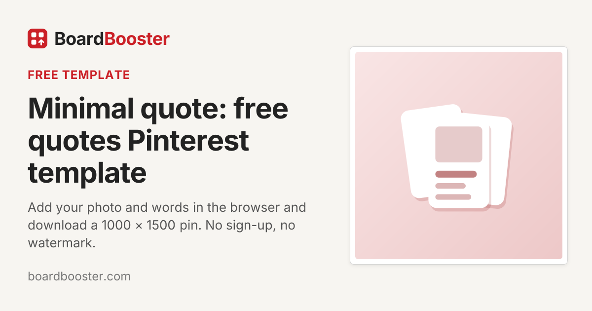 Minimal quote: Free Quotes Pinterest Template